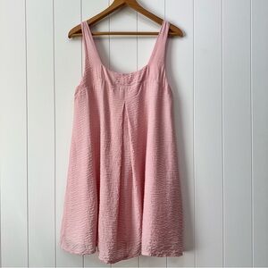 Open Edit Square Neck Textured Trapeze Pink Flowy Mini Dress Size Medium